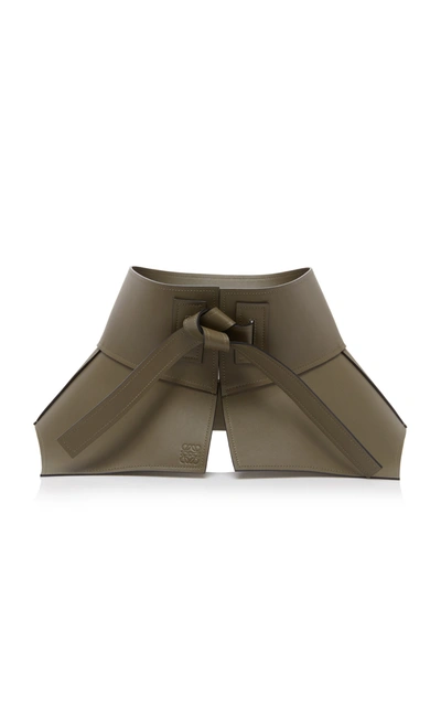 Shop Loewe Obi Leather Waist Belt In Green