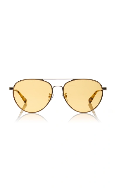 Shop Mcq By Alexander Mcqueen Aviator-style Metal Sunglasses In Yellow
