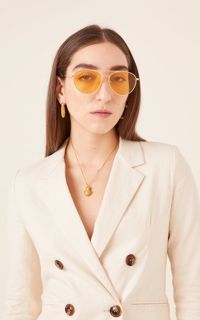 Shop Mcq By Alexander Mcqueen Aviator-style Metal Sunglasses In Yellow
