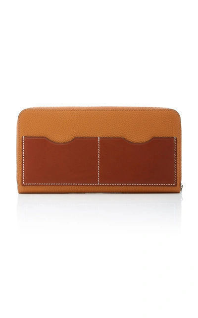 Shop Loewe Zip Around Leather Wallet In Brown