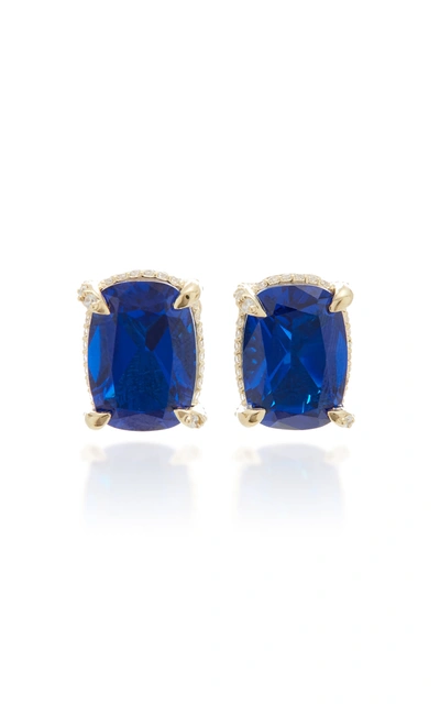 Shop Anabela Chan 18k Gold Vermeil Sapphire And Diamond Earrings In Blue