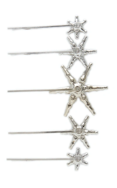 Shop Jennifer Behr Vespera Set-of-five Crystal Bobby Pins In Silver