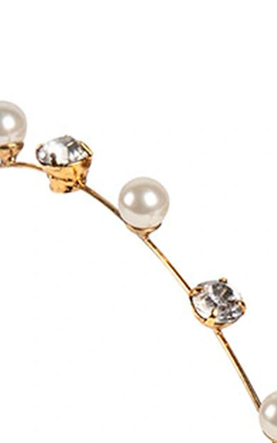 Shop Jennifer Behr Ines Crystal And Pearl-embellished Headband In Gold