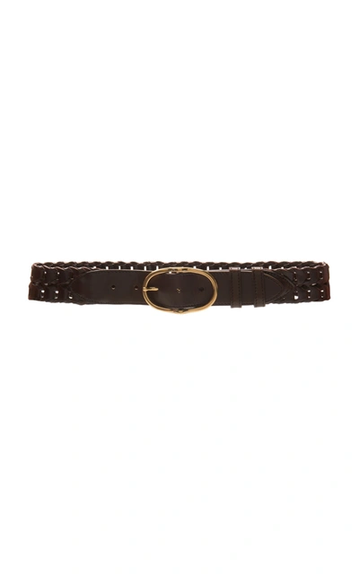 Shop Miu Miu Woven Leather Belt In Brown