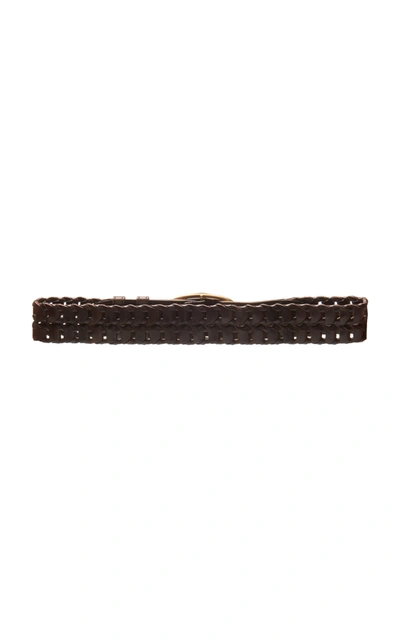 Shop Miu Miu Woven Leather Belt In Brown