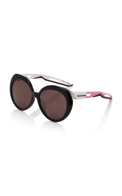 Shop Balenciaga Women's Hybrid Round-frame Acetate Sunglasses In Black