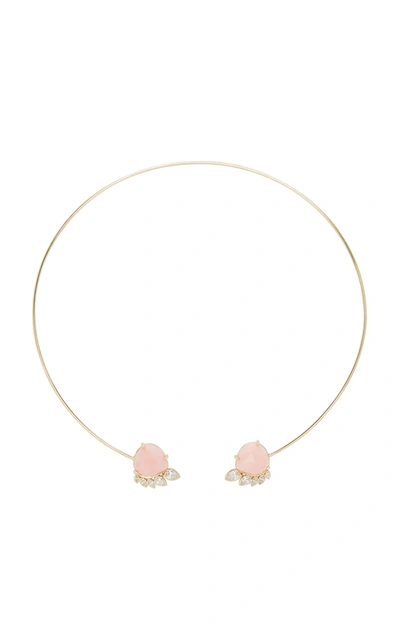 Shop Kathryn Elyse Women's Fringe 14k Yellow Gold Opal And Diamond Cuff Necklace In Pink