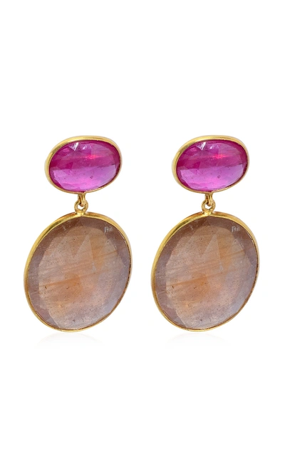 Shop Bahina Women's Ruby; Sapphire 18k Yellow Gold Earrings In Multi