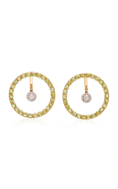 Shop Mateo Gold; Peridot And Diamond Hoop Earrings