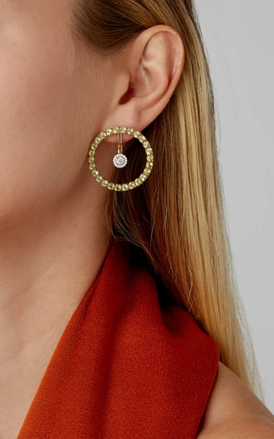 Shop Mateo Gold; Peridot And Diamond Hoop Earrings