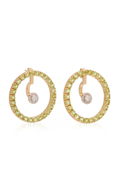 Shop Mateo Gold; Peridot And Diamond Hoop Earrings