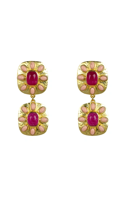 Shop Valére Maria Gold-plated Jade And Coral Earrings In Multi