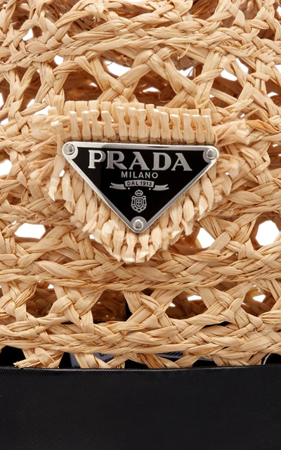 Shop Prada Women's Embellished Raffia And Shell Hat In Neutral