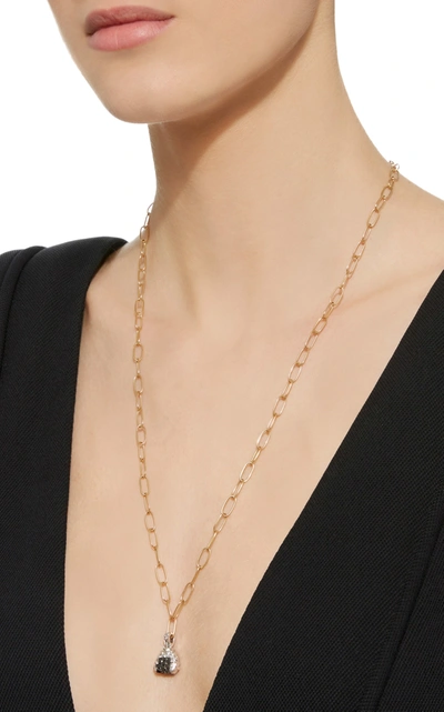 Shop Nadine Ghosn Onighiri 18k White Gold; Diamond And Sapphire Charm