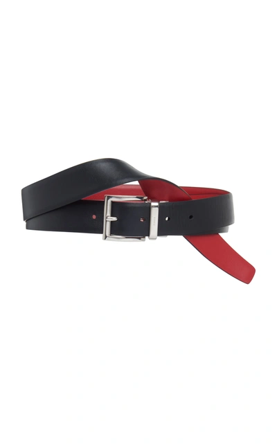 Shop Prada Women's Leather Belt In Black,white