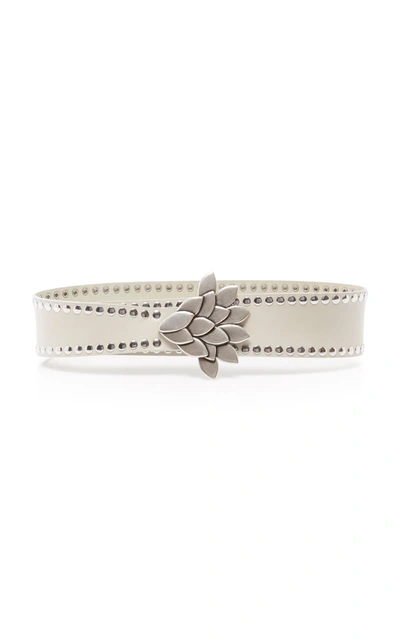 Shop Isabel Marant Lowi Studded Leather Belt In White