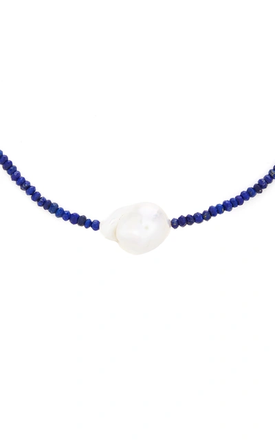 Shop Joie Digiovanni Gold-filled; Lapis Lazuli And Pearl Necklace In Blue