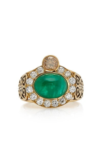 Shop Donna Hourani Women's Composure 18k Gold; Emerald And Diamond Ring