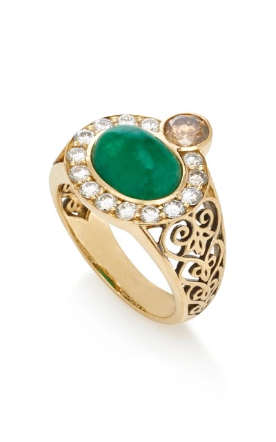 Shop Donna Hourani Women's Composure 18k Gold; Emerald And Diamond Ring