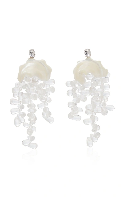 Shop Simone Rocha Silver-tone Resin And Crystal Earrings In White