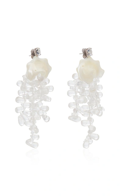 Shop Simone Rocha Silver-tone Resin And Crystal Earrings In White