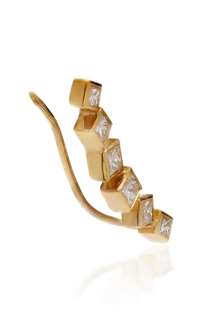 Shop Octavia Elizabeth Women's Ivy Gold And Diamond Ear Climber In White