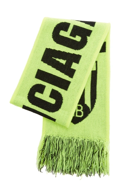 Shop Balenciaga Women's Soccer Wool-blend Scarf In Yellow