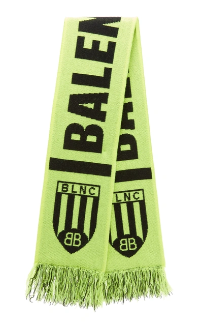 Shop Balenciaga Women's Soccer Wool-blend Scarf In Yellow