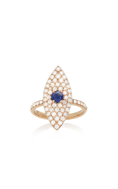 Anita Ko 18k Gold; Diamond And Sapphire Ring In Gold
