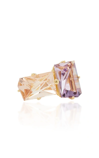 Shop Misui Women's 18k Gold; Morganite And Amethyst Ring In Pink