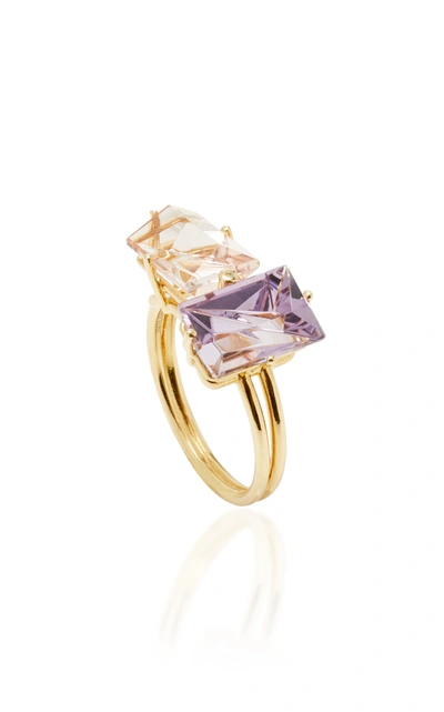 Shop Misui Women's 18k Gold; Morganite And Amethyst Ring In Pink