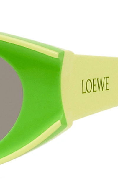 Shop Loewe Paula's Ibiza Round-frame Acetate Sunglasses In Green