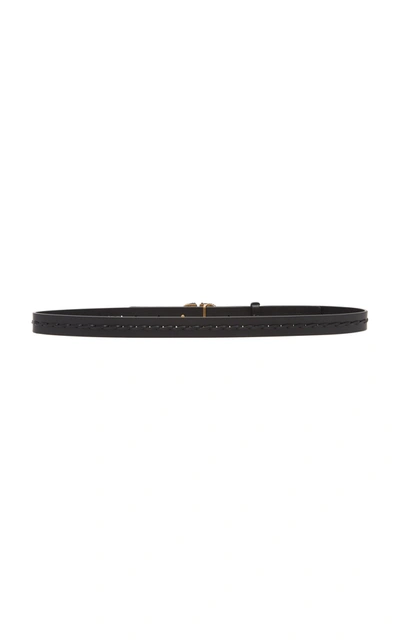 Shop Valentino Women's  Garavani Vlogo Leather Belt In Black