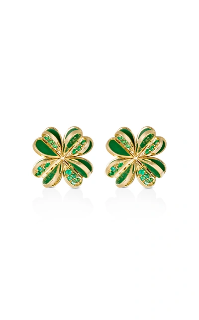 Shop Aisha Baker Women's Lucky You Emerald Earrings In Green