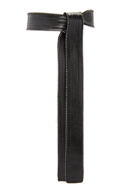 Shop Philosophy Di Lorenzo Serafini Leather Embellished Tie Belt In Black