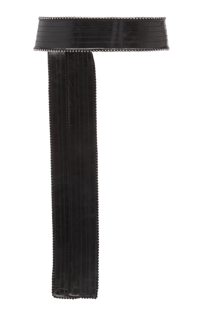 Shop Philosophy Di Lorenzo Serafini Leather Embellished Tie Belt In Black