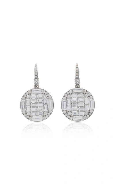 Shop Nam Cho Women's Round 18k White Gold; Sapphire And Diamond Baguette Drop Earrings