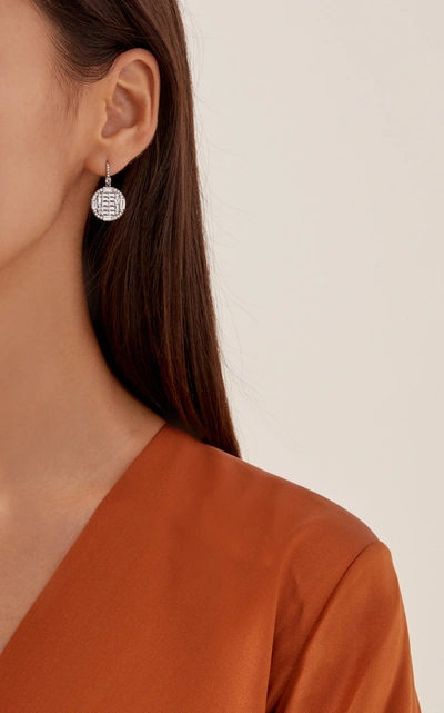 Shop Nam Cho Women's Round 18k White Gold; Sapphire And Diamond Baguette Drop Earrings
