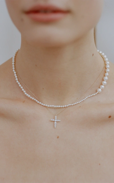 Shop Sophie Bille Brahe Petite Fellini Necklace In White