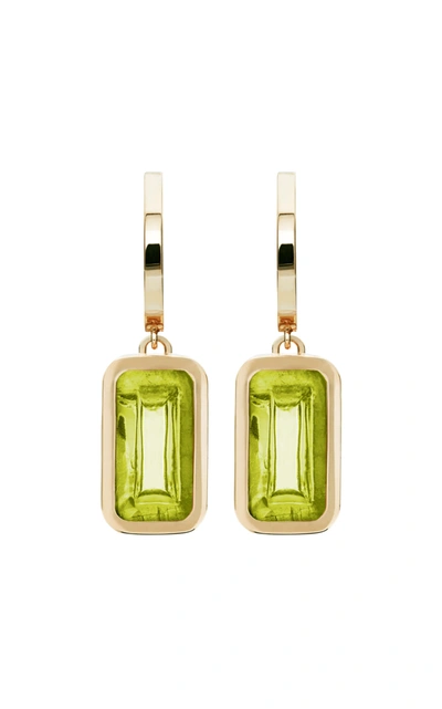 Shop Alina Abegg Pfefferminz Peridot 14k Yellow Gold Hoop Earrings In Green