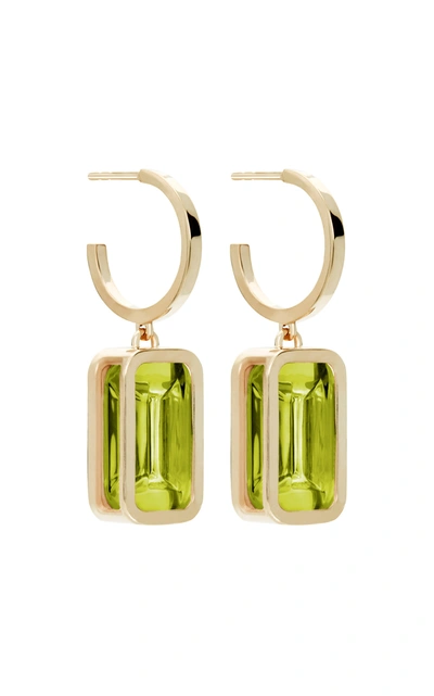 Shop Alina Abegg Pfefferminz Peridot 14k Yellow Gold Hoop Earrings In Green