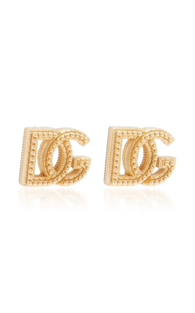 Shop Dolce & Gabbana Country Logo Gold-tone Brass Clip-on Earrings