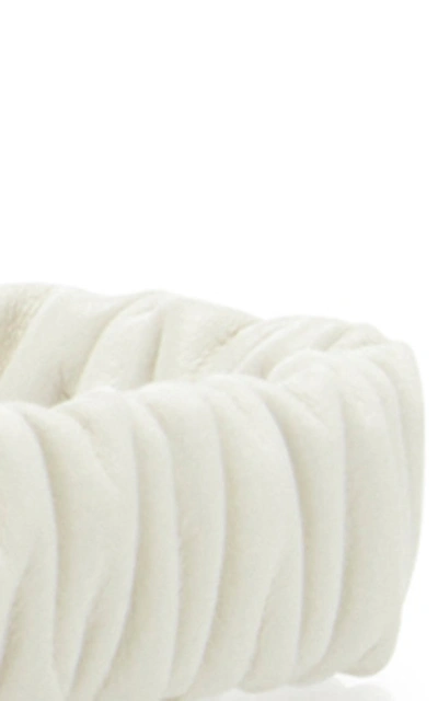Shop Bottega Veneta Ruched Leather Belt In White