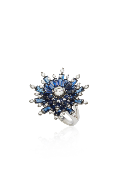 Shop Nam Cho Women's 18k White Gold Sapphire And Diamond Ring In Blue