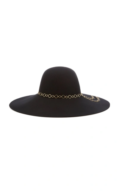 Shop Eugenia Kim Women's Bunny Chain-embellished Wool Felt Hat In Black