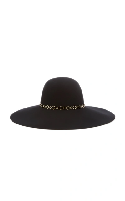 Shop Eugenia Kim Women's Bunny Chain-embellished Wool Felt Hat In Black