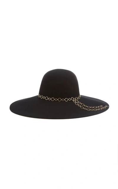 Shop Eugenia Kim Women's Bunny Chain-embellished Wool Felt Hat In Black