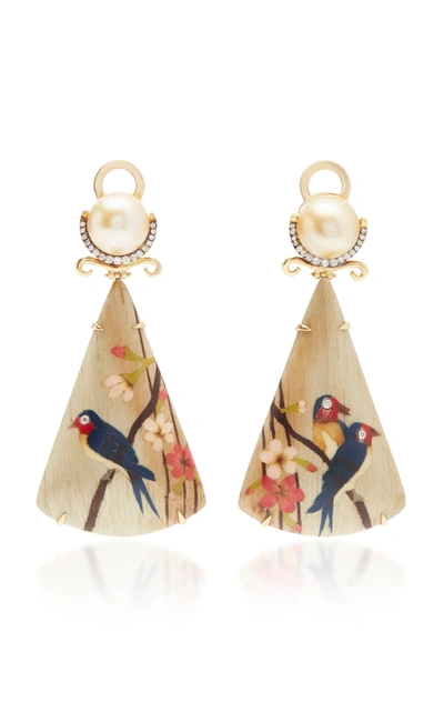 Shop Silvia Furmanovich Women's 18k Gold; Marquetry; Diamond And Pearl Earrings In Multi