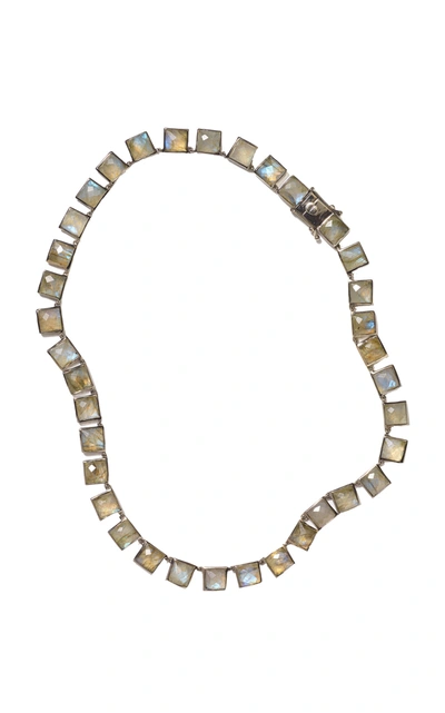 Shop Nak Armstrong Women's Nakard Large Tile Sterling Silver Labradorite Riviere Necklace In Grey