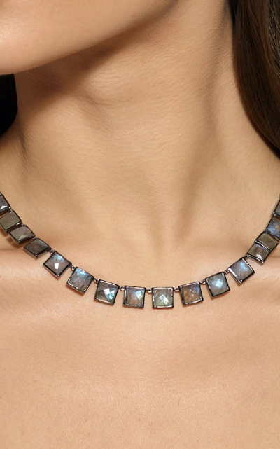 Shop Nak Armstrong Women's Nakard Large Tile Sterling Silver Labradorite Riviere Necklace In Grey